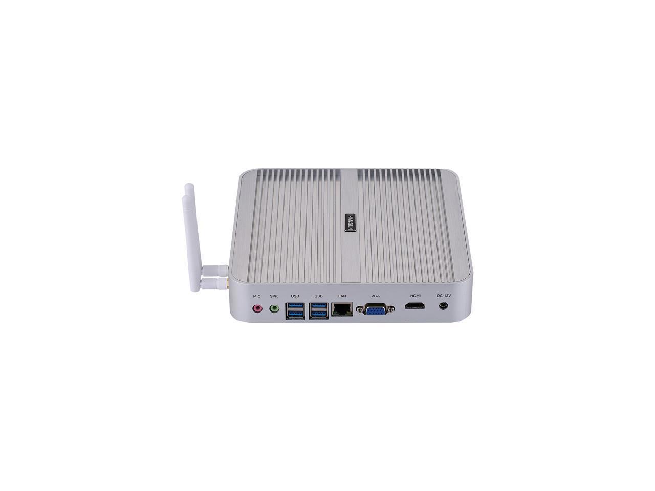 Fanless Mini PC,Desktop Computer,with Windows 10 Pro/Linux Ubuntu support,Intel Core I5 5200U,(Silver),[HUNSN BM01],[1VGA/1HDMI/4USB3.0/2 USB2.0 /1LAN/WiFI],(8G RAM/512G SSD/1TB HDD)